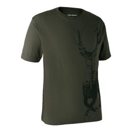 Deerhunter Herren T-Shirt mit Rothirsch gr&uuml;n L