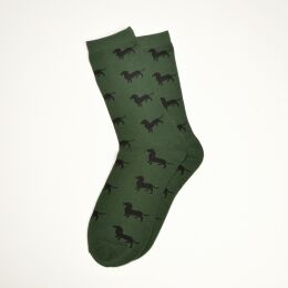 Krawattendackel Unisex Socken grün, Dackel schwarz 41-46