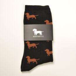 Krawattendackel Unisex Socken schwarz, Dackel braun