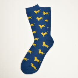 Krawattendackel Herren Socken blau, Dackel gelb,...