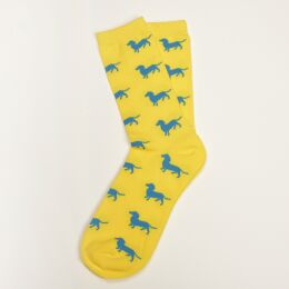 Krawattendackel Damen Socken gelb, Dackel blau,...