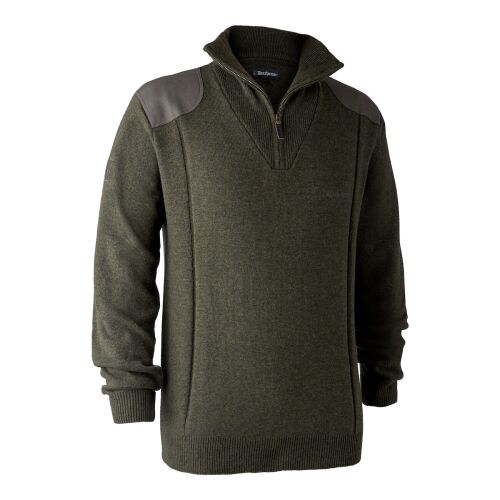 Deerhunter Herren Pullover Sheffield Knit Zip-Neck Grün Melange XXL