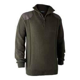 Deerhunter Herren Pullover Sheffield Knit Zip-Neck Gr&uuml;n Melange XXL