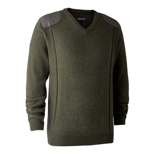 Deerhunter Herren Pullover Sheffield Knit V-Neck Grün Melange XXL