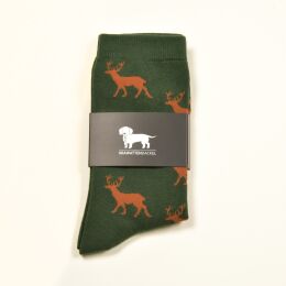 Krawattendackel Unisex Socken gr&uuml;n, Hirsch braun