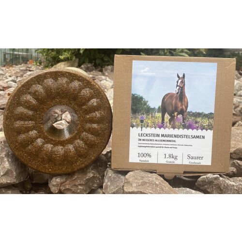 Wildlutscher Leckstein für Pferde und Ponys Mariendistelsamen -Allgemeinwohl 1,8 kg