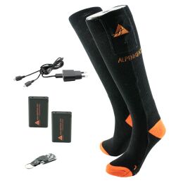 Alpenheat Beheizte Socken mit Fernbedinung Schwarz/Orange 36-38