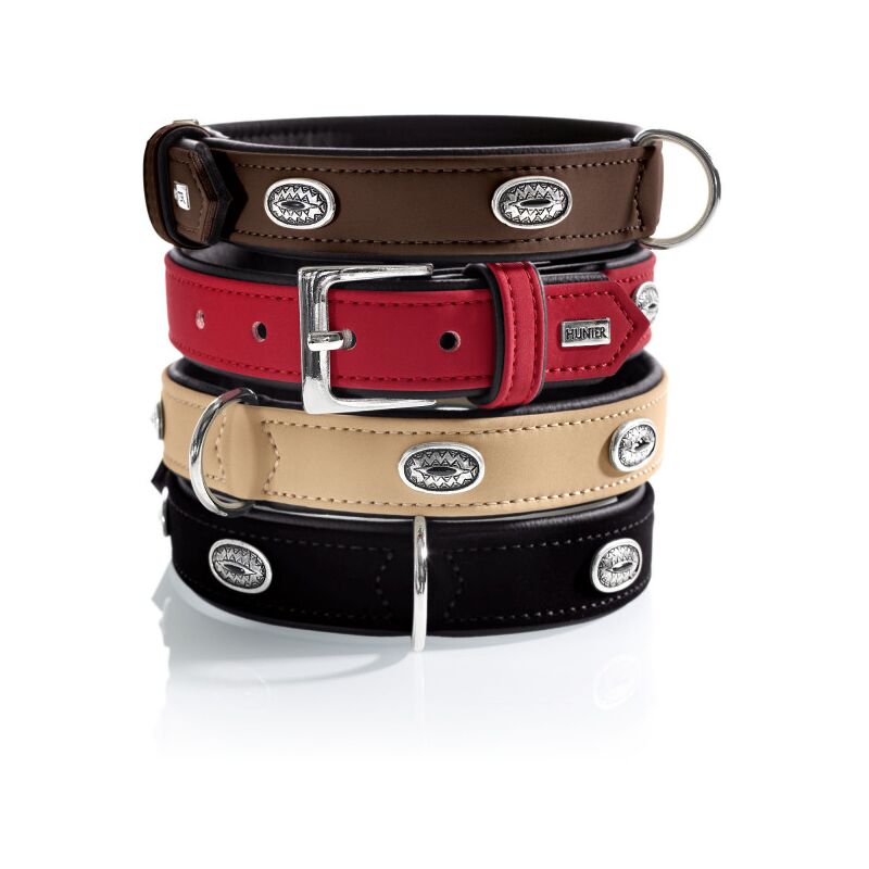 Hunter Softie Stone Halsband rot/schwarz Kunstleder für Hunde weich & elegant