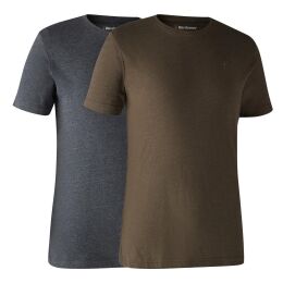Deerhunter Herren T-Shirt Basic O-Neck 2-Pack Brown Leaf Melange