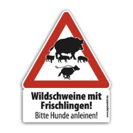 Warnschild "Schwarzwild mit Frischlingen"...