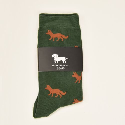 Krawattendackel Unisex Socken grün, Fuchs braun
