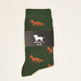 Krawattendackel Unisex Socken grün, Fuchs braun Größe 41...