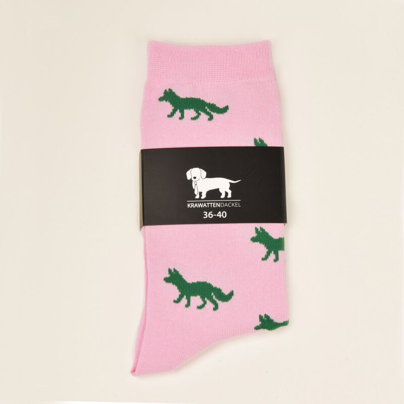 Krawattendackel Unisex Socken rosa, Fuchs grn