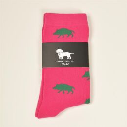 Krawattendackel Unisex Socken pink, Wildschwein grün