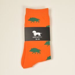 Krawattendackel Unisex Socken orange, Wildschwein grün