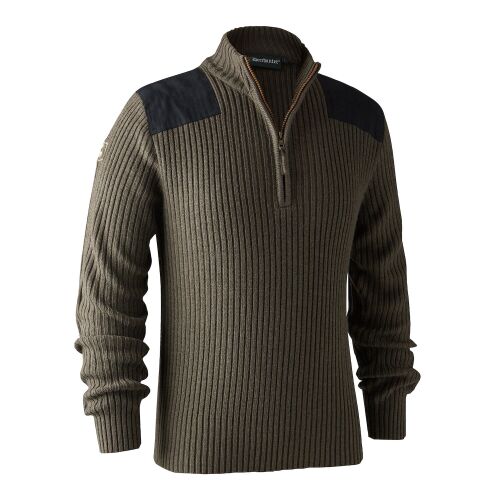 Deerhunter Herren Strickpullover Rogaland mit Reißverschluss Brown Leaf Melange M