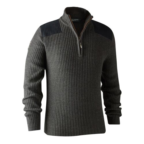 Deerhunter Herren Strickpullover Rogaland mit Reißverschluss Adventure Green Melange S
