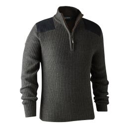 Deerhunter Herren Strickpullover Rogaland mit Reiverschluss Adventure Green Melange S