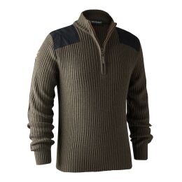 Deerhunter Herren Strickpullover Rogaland mit Reiverschluss Adventure Green Melange S