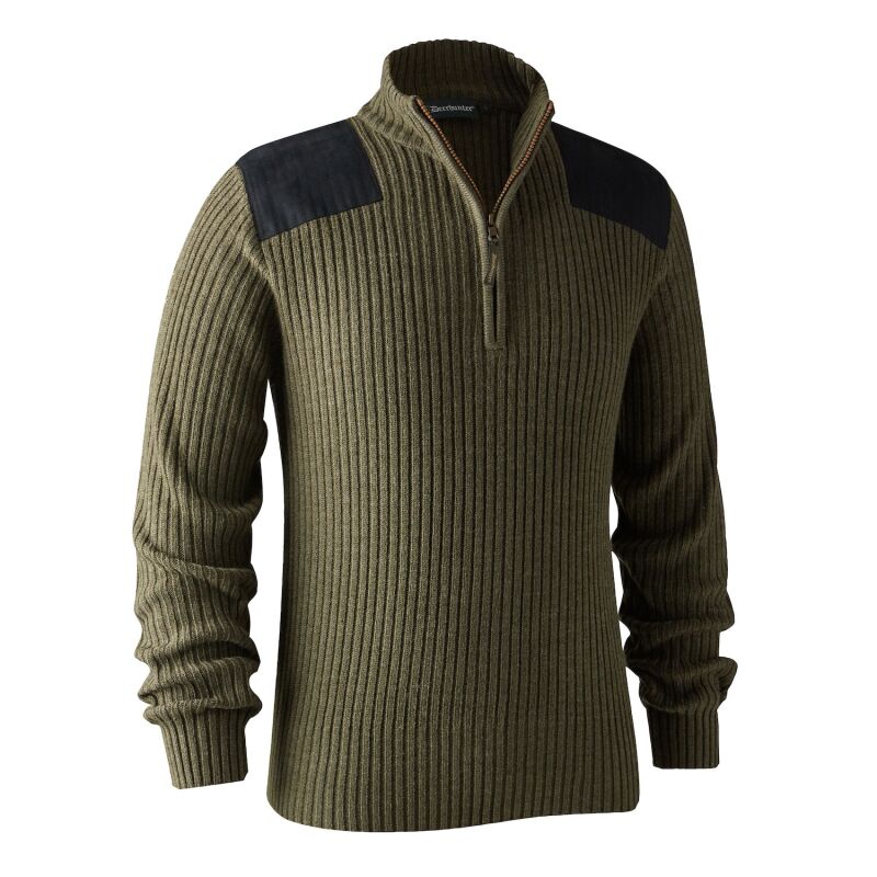 Deerhunter Herren Strickpullover Rogaland mit Reiverschluss Adventure Green Melange XXL