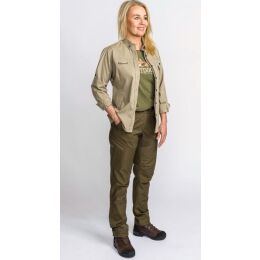 Pinewood Damen Bluse Tiveden TC Stretch Insect Safe Light Khaki L