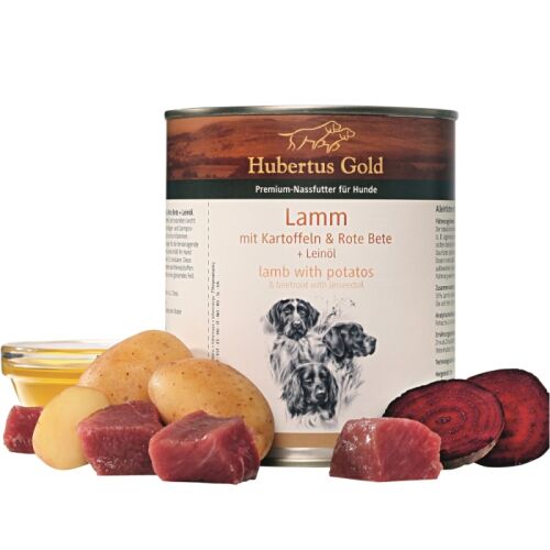 Hubertus Gold Premium-Nassfutter Lamm mit Kartoffeln & Rote Bete + Leinöl 800g