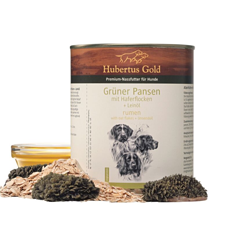 Hubertus Gold Premium-Nassfutter Grner Pansen mit Haferflocken + Leinl 800g 12x800g