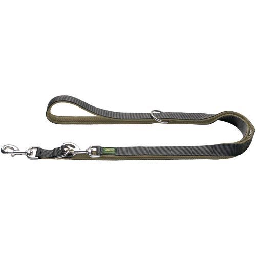 Hunter Verstellbare Führleine Maldon Oliv-Grün/Grau L 200 cm | B 2,0 cm