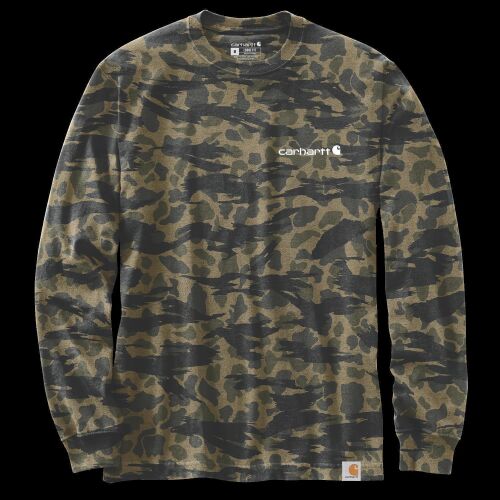 Carhartt Herren Langarmshirt Workwear Grapihc L/S Black Blind Duck Camo XL