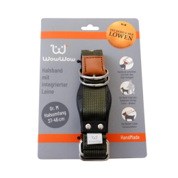 WowWow Hundehalsband mit integrierter Leine Khaki