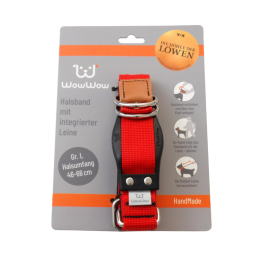 WowWow Hundehalsband mit integrierter Leine Rot