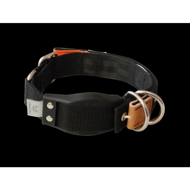 WowWow Hundehalsband mit integrierter Leine Schwarz 46-66 cm Halsumfang