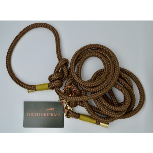 Tochterfirma U-Retrieverleine 10 mm Sepiabraun/Senf