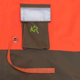 Kruedener Hundef&uuml;hrer-/ Durchgehjacke warnrot/oliv Funktasche herzseitig 56/58