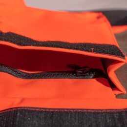 Kruedener Hundef&uuml;hrer-/ Durchgehjacke warnrot/oliv Funktasche herzseitig 56/58