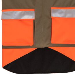 Kruedener Hundef&uuml;hrer-/ Durchgehjacke warnrot/oliv Funktasche herzseitig 56/58