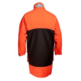 Kruedener Hundef&uuml;hrer-/ Durchgehjacke warnrot/braun Funktasche herzseitig 52/54