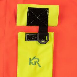 Kruedener Hundef&uuml;hrer-/ Durchgehjacke warnrot/blau/gelb Funktasche herzseitig 36/38