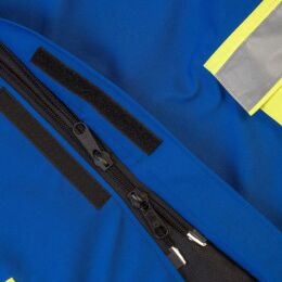 Kruedener Hundef&uuml;hrer-/ Durchgehjacke warnrot/blau/gelb Funktasche herzseitig 36/38