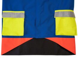 Kruedener Hundef&uuml;hrer-/ Durchgehjacke warnrot/blau/gelb Funktasche herzseitig 36/38