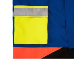 Kruedener Hundef&uuml;hrer-/ Durchgehjacke warnrot/blau/gelb Funktasche herzseitig 64/66