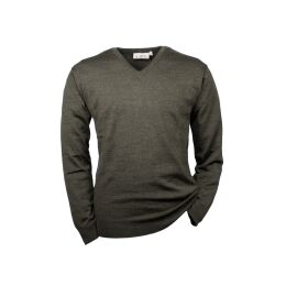 Hubertus Pullover V-Ausschnit oliv/braun 46