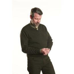 Hubertus Pullover V-Ausschnit oliv/braun 46