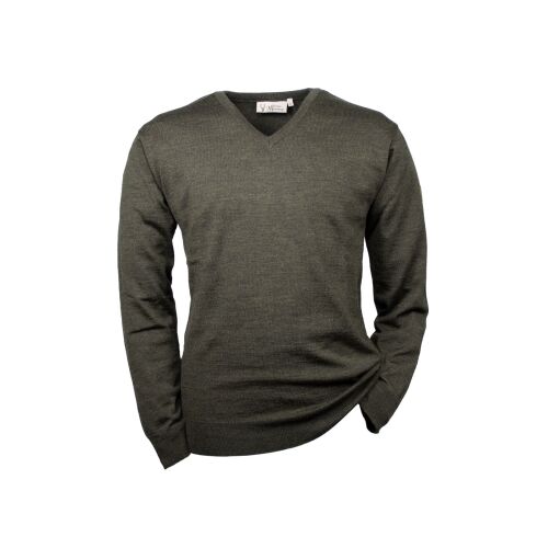 Hubertus Pullover V-Ausschnit oliv/braun 50
