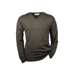 Hubertus Pullover V-Ausschnit oliv/braun 66