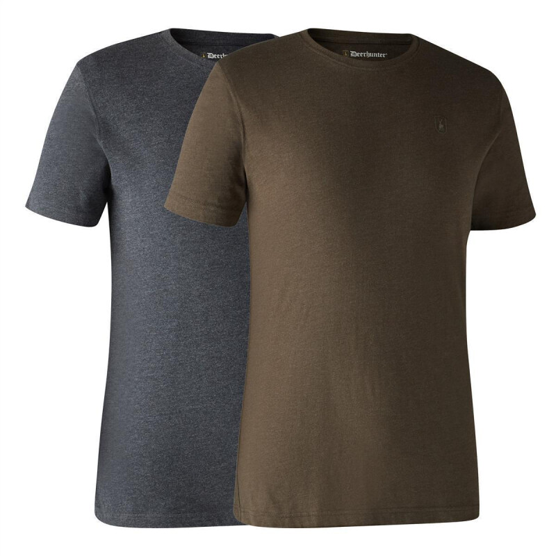 Deerhunter Herren T-Shirt Basic O-Neck 2-Pack Brown Leaf Melange S