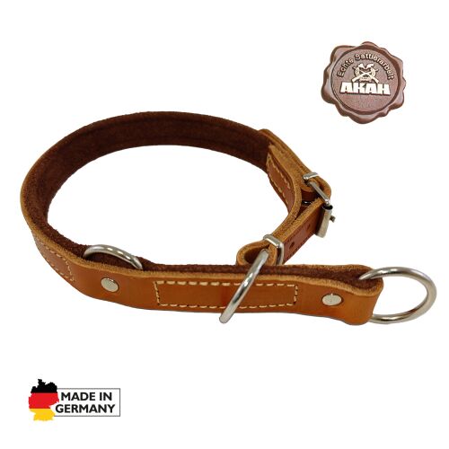 AKAH Würge Halsband mit Begrenzung mit Yakleder unterlegt 45 cm