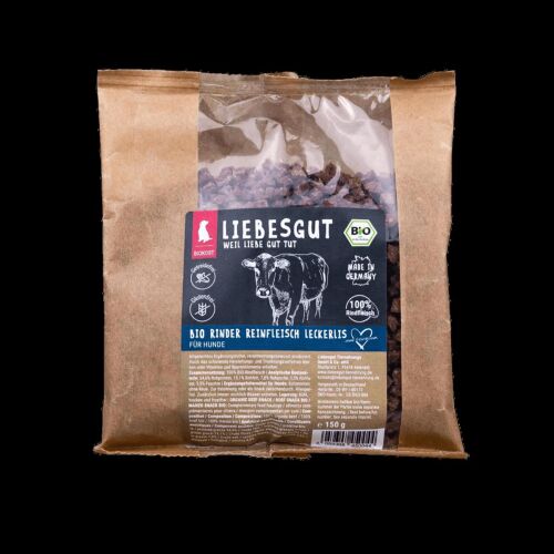 Liebesgut Hundeleckerli Bio Rinder Reinfleisch 150g