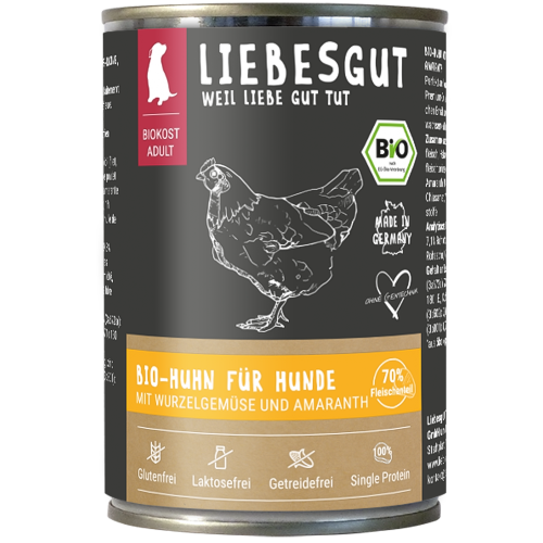 Liebesgut Hundenassfutter Bio Huhn mit Schwarzwurzel und Amaranth 800g