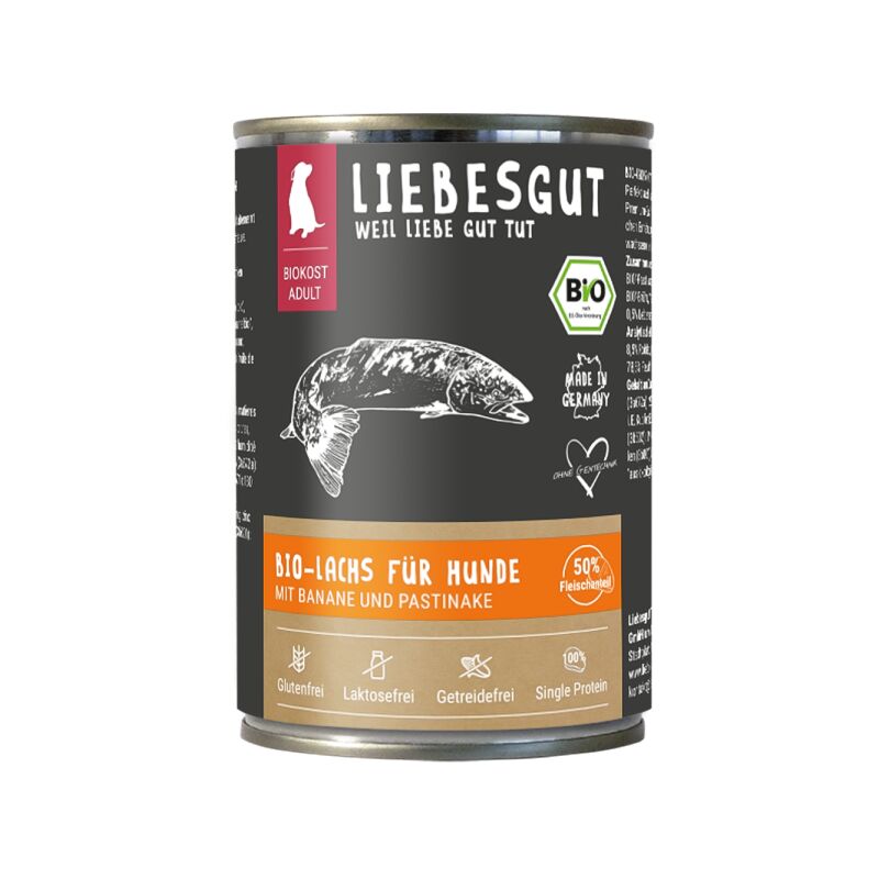 Liebesgut Hundenassfutter Bio Lachs mit Banane und Pastinaken